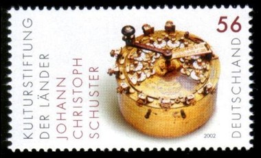Briefmarke mit Schuster-Rechenmaschine