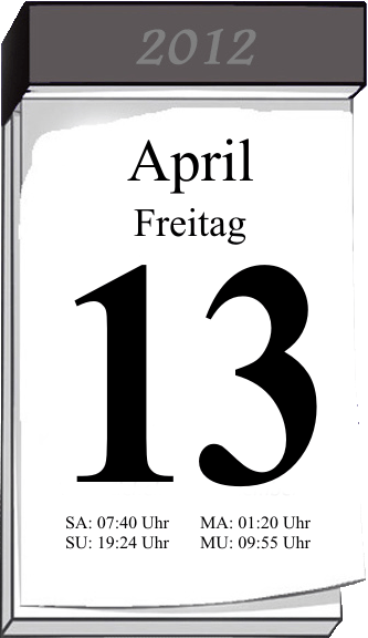 Kalenderblatt freitag der 13. April 2012