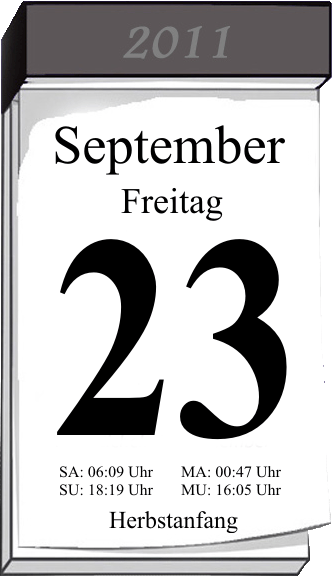 Kalenderblatt freitag der 23. September 2011