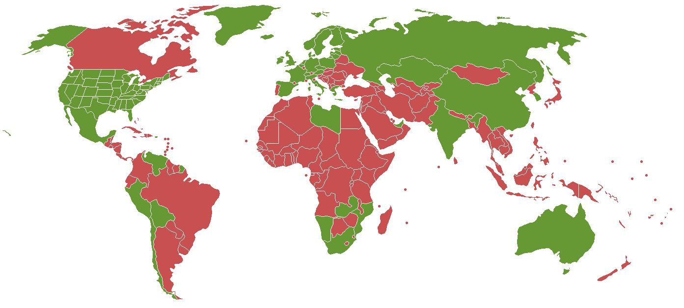 Rätselbild: Weltkarte mit markierten Ländern