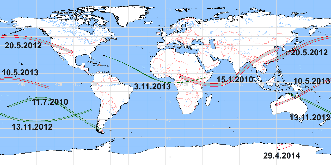 Sonnenfinsterniskarte 2010-2014